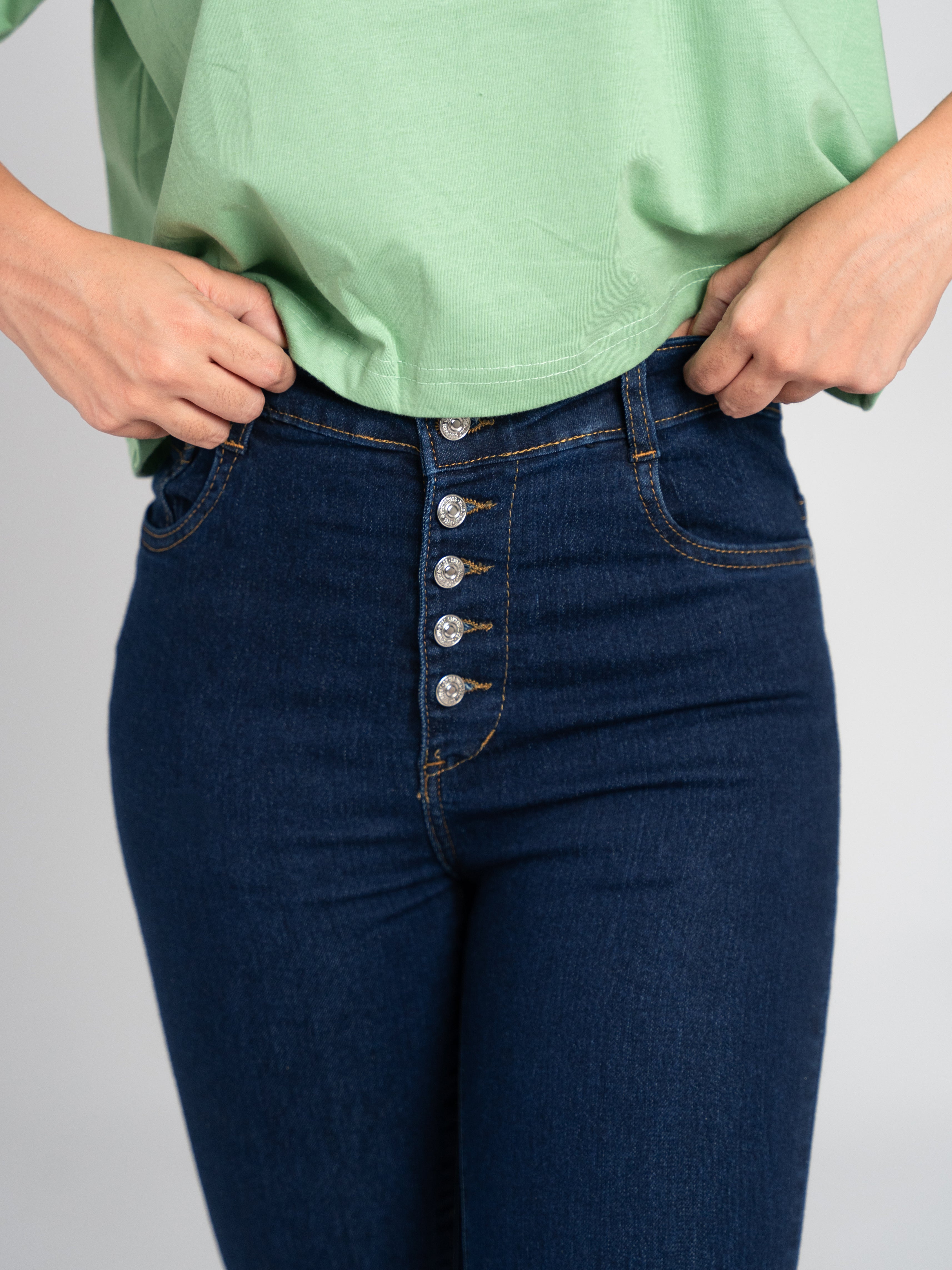 Five Button Bell Bottom Navy Blue Frayed Hem Style Jeans – G&Z Apparel