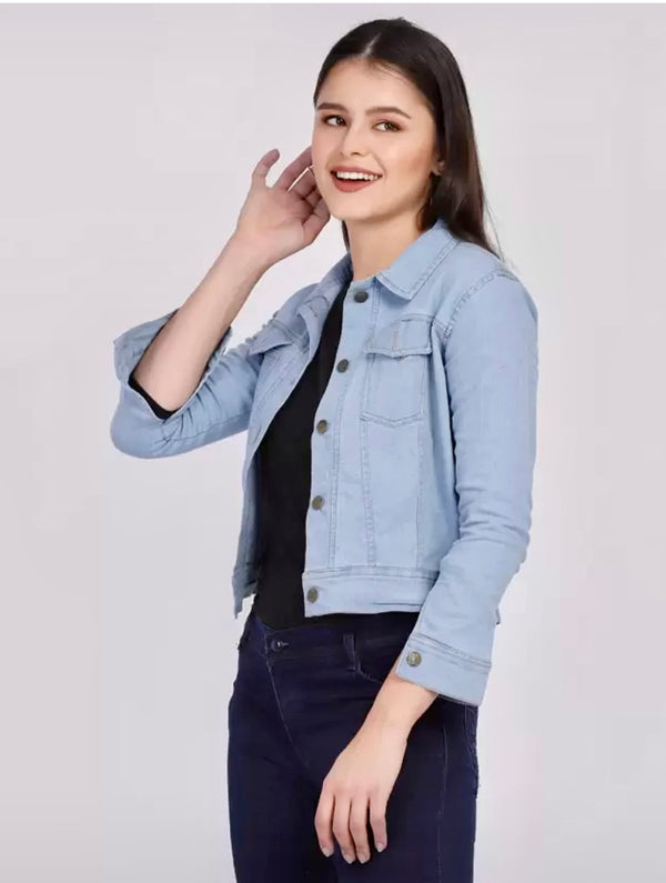 Plain Light Blue Coloured Ladies Denim Jacket