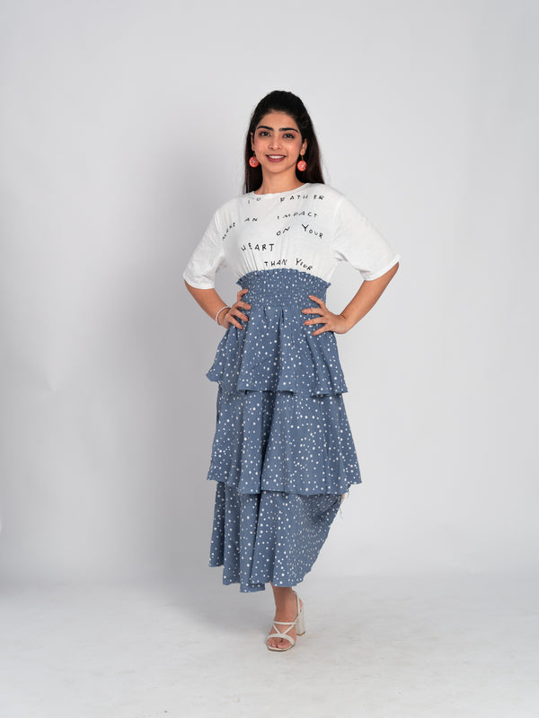 Skirt Style Polka Dot Printed Maxi