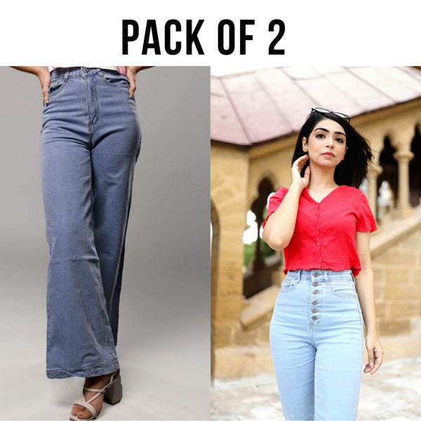 Pack of 2 Boot Cut & Wide legged Jeans