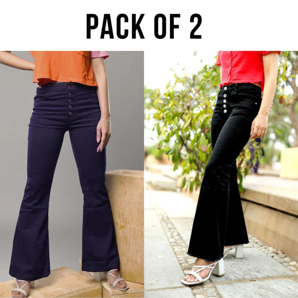 Pack of 2 Black & Blue Bell Bottom Jeans