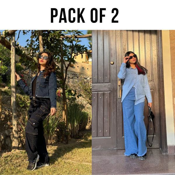 Pack of 2 Mid Blue & Relaxed Cargo Pants