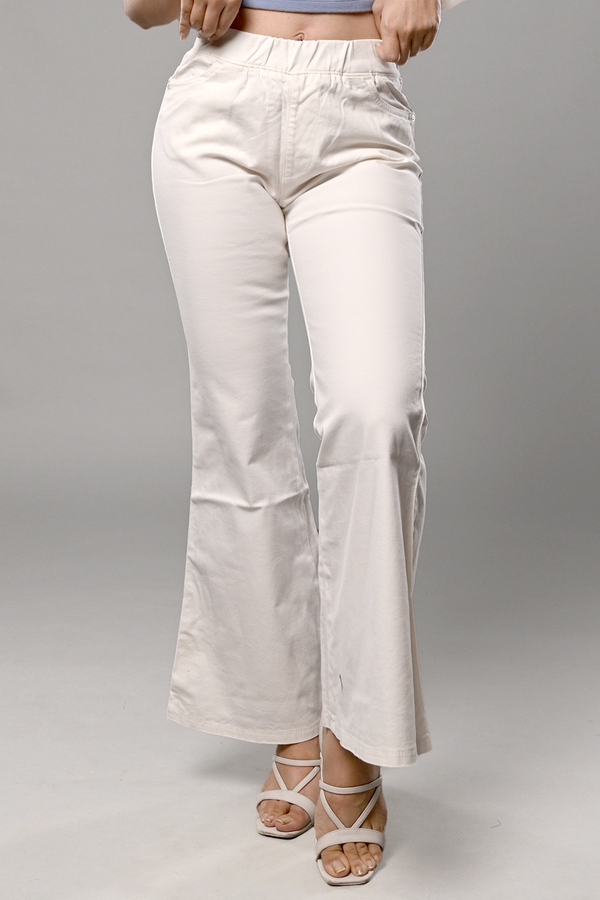 White Colour Jegging Style Bell Bottom Jeans