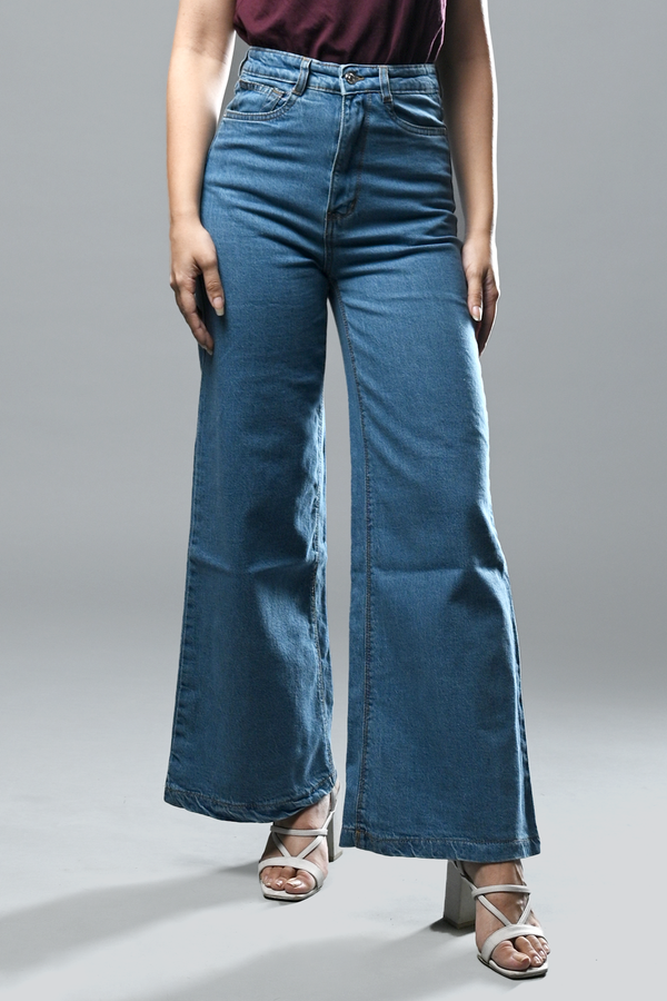 Mid Blue Color Denim Culottes