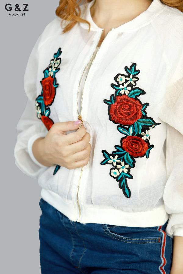 Floral Zipper Jacket